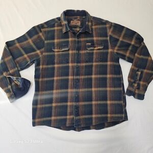 ORVIS Mens Heavyweight Flannel Shirt/Jacket Plaid Long Sleeve Button Up Sz XL